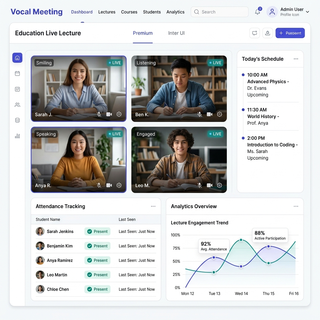 Vocal Meeting Classroom Dashboard Mockup